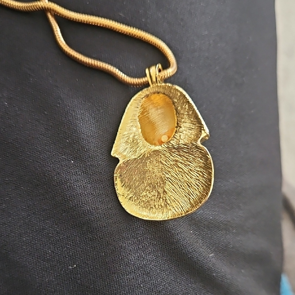 Gold Egyptian Pharaoh Pendant Necklace - Multicolor Enamel - Picture 3 of 4